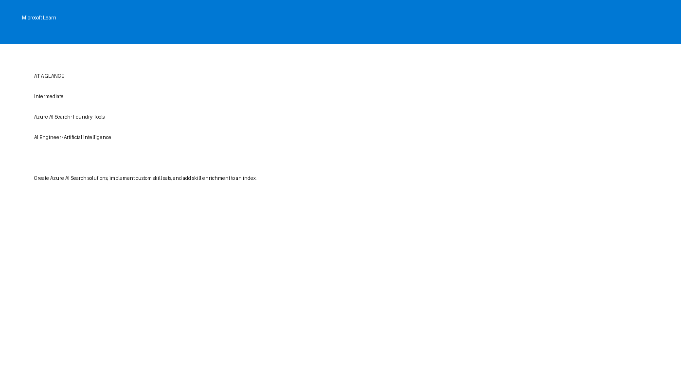 Microsoft Applied Skills Azure AI Search credential overview and skills