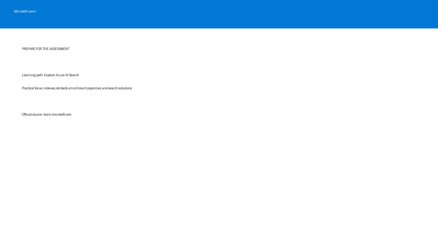 Preparation areas for the Azure AI Search Applied Skills assessment